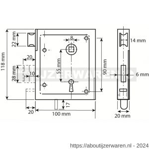 Dulimex DX UKS DS BB poortslot met dagschoot links en rechts bruikbaar doornmaat 60 mm deurkrukgarnituur met schild sluitplaat 2 bonte baardsleutels staal verzinkt - W30202010 - afbeelding 2