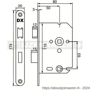 Dulimex DX WBS-50-WBWE WC-badkamerslot doornmaat 50 mm ronde voorplaat wit inclusief rechthoekige sluitplaat - W30201990 - afbeelding 2