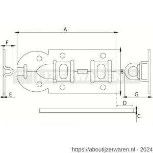 Dulimex DX ZG 140BV hangslotrolschuif 56x140 mm schootdikte 5 mm vlak model staal verzinkt - W30202581 - afbeelding 2