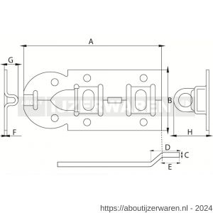 Dulimex DX ZGB 180BV hangslotrolschuif 80x180 mm schootdikte 5 mm met bocht staal verzinkt - W30202579 - afbeelding 2