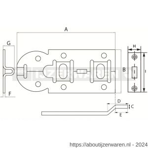 Dulimex DX ZRB 140BV rolschuif 56x140 mm schootdikte 5 mm met bocht staal verzinkt - W30203967 - afbeelding 2