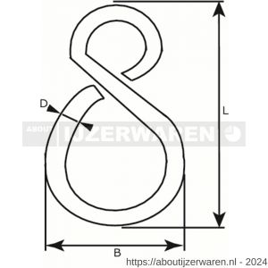 Dulimex DX 205-27M gesloten S-haak 1.8 mm 26x14 mm messing - W30201333 - afbeelding 2