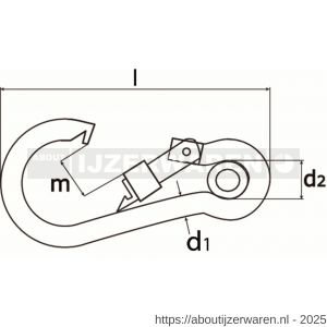 Dulimex DX 249-11I karabijnhaak met kous en schroef 120x11 mm RVS AISI 316 - W30200499 - afbeelding 2