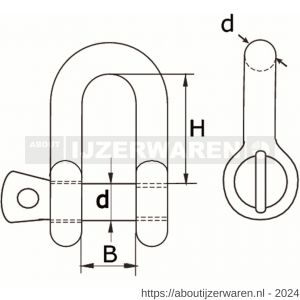 Dulimex BX 910-10ILF D-sluiting lang model 10 mm RVS AISI 316 - W30200222 - afbeelding 2