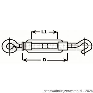 Dulimex DX SPN2406060-ZB spanschroef haak-oog 6x60 mm verzinkt 1 stuk op kaart - W30203363 - afbeelding 2