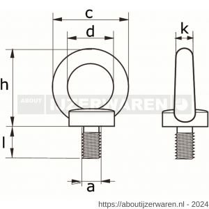 Dulimex DX 580-24E C15E ringschroef DIN 580 M24 materiaal C15E verzinkt - W30203082 - afbeelding 2