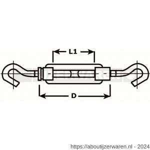 Dulimex DX 800-05KC spanschroef handelsuitvoering haak-haak 5x50 mm verzinkt - W30201091 - afbeelding 2