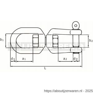 Dulimex DX 356-06I wervel oog-gaffel 6 mm RVS AISI 316 - W30200790 - afbeelding 2