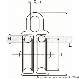 Dulimex DX 952-08E katrol met nylon wiel duplex 8x30 mm verzinkt - W30201213 - afbeelding 2