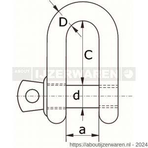 Dulimex DX 572-475BP Black Pin D-sluiting borstbout WLL 4750 kg beugel 19 mm pin 22 mm thermisch verzinkt - W30200187 - afbeelding 2