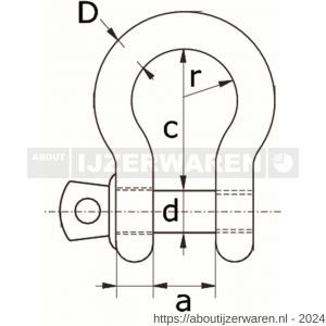 Dulimex DX 562-075BP Black Pin harpsluiting borstbout WLL 750 kg beugel 8 mm pin 10 mm thermisch verzinkt - W30200269 - afbeelding 2