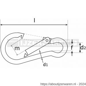 Dulimex DX 245-05E karabijnhaak A-kwaliteit C-DIN 5299 50x5 mm verzinkt - W30200440 - afbeelding 2