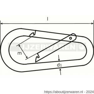 Dulimex DX 246-07E karabijnhaak eivormig B-DIN 5299 70x7 mm verzinkt - W30200471 - afbeelding 2