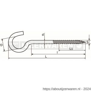 Dulimex DX 397-120E schroefhaak houtdraad 5.25x82/120 mm verzinkt - W30200714 - afbeelding 2