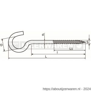 Dulimex DX 399-100E schroefhaak houtdraad 4.40x75/100 mm met kleine haak verzinkt - W30200692 - afbeelding 2