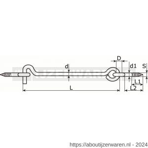 Dulimex DX 389-030E windhaak met 2 schroefogen 3.00x30 mm verzinkt - W30200817 - afbeelding 2