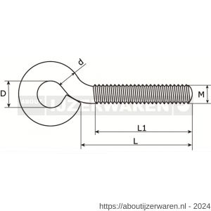 Dulimex DX 390-066I schroefoog M6x60x10 mm RVS AISI 304 - W30200718 - afbeelding 2