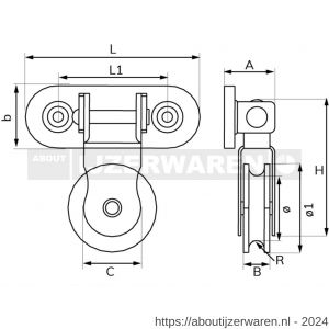 Dulimex DX 957-75E scharnierkatrol enkel polyamide wiel 75 mm elektrolytisch verzinkt per stuk gelabeld - W30204763 - afbeelding 2