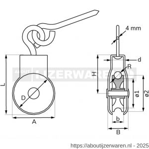 Dulimex DX 958-32E markieskatrol schroefoog polyamide wiel 32 mm elektolytisch verzinkt per stuk gelabeld - W30204764 - afbeelding 2