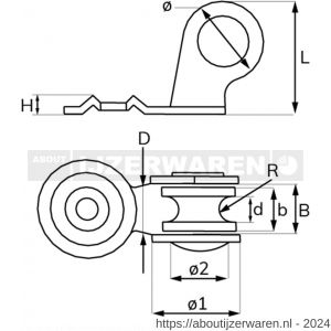 Dulimex DX 964-12E katrol enkel universeel messing wiel 12 mm elektrolytisch verzinkt per stuk gelabeld - W30204774 - afbeelding 2