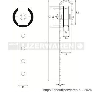 Dulimex DX 966-105E schuifdeur hangrol polyamide wiel 105 mm elektrolytisch verzinkt per stuk gelabeld - W30204780 - afbeelding 2