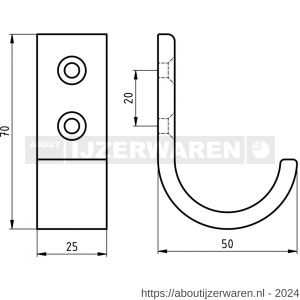 Hermeta 0111 garderobe jashaak enkel mat naturel - W20101405 - afbeelding 1