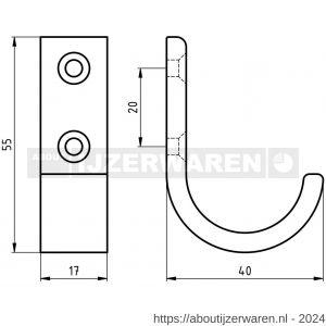 Hermeta 0129 garderobe jashaak enkel mat naturel - W20101421 - afbeelding 1