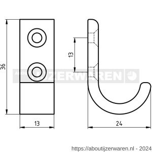 Hermeta 0554 jas- en handdoekhaak nieuw zilver - W20101427 - afbeelding 2