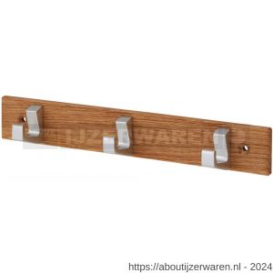 Hermeta 0653 handdoekrek 3-haaks hout-aluminium EAN sticker - W20100692 - afbeelding 1