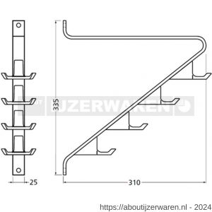 Hermeta 0804 garderobe kapstok 4x dubbele haak nieuw zilver - W20100224 - afbeelding 2