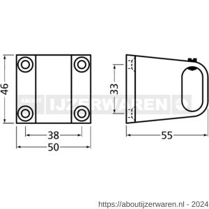 Hermeta 1032 garderobebuis steun midden Gardelux 1 type 1 nieuw zilver - W20102151 - afbeelding 2