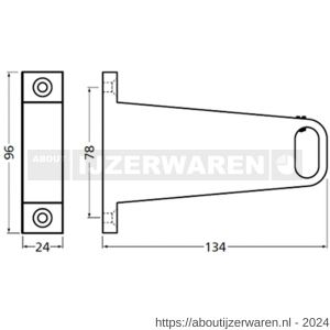 Hermeta 1052 garderobebuis steun midden Gardelux 1 type 3 nieuw zilver - W20102160 - afbeelding 2