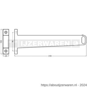 Hermeta 1100 garderobebuis steun eind links Gardelux 1 type 8 mat zwart EAN sticker - W20101577 - afbeelding 2