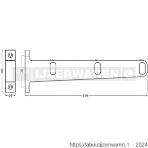 Hermeta 1110 garderobebuis steun eind links Gardelux 1 type 7A nieuw zilver - W20102186 - afbeelding 2