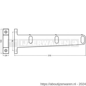 Hermeta 1111 garderobebuis steun eind rechts Gardelux 1 type 7A mat zwart - W20101584 - afbeelding 2