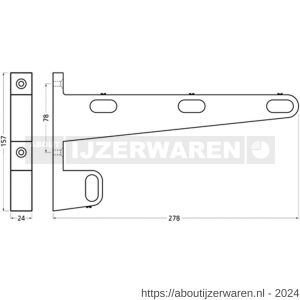 Hermeta 1140 garderobebuis steun eind links Gardelux 1 type 13 mat zwart - W20101594 - afbeelding 2