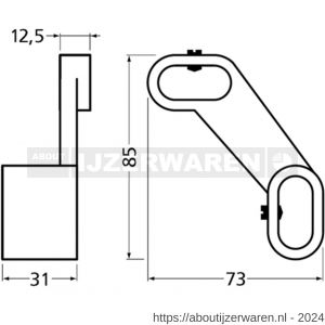 Hermeta 1150 garderobebuis beugel links Gardelux 1 type 10 en 13 zwart - W20101600 - afbeelding 1