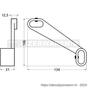 Hermeta 1161 garderobebuis beugel rechts Gardelux 1 type 9 nieuw zilver - W20102134 - afbeelding 2