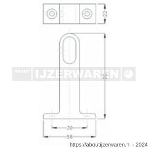 Hermeta 1192 garderobebuis plafondbevestiging steun midden Gardelux 1 naturel EAN sticker - W20100524 - afbeelding 2