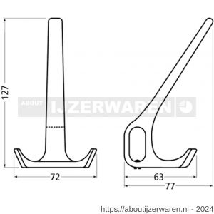 Hermeta 1230 garderobebuis hoed- en jashaak dubbel Gardelux 1 naturel - W20101891 - afbeelding 2