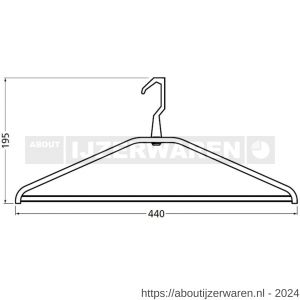 Hermeta 1264 garderobe kledinghanger Gardelux 2 niet uitneembaar mat naturel - W20100641 - afbeelding 2