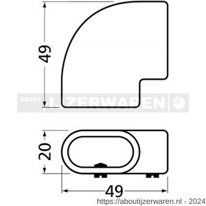 Hermeta 1275 garderobebuis hoekstuk horizontaal Gardelux 1 buis 1010 zwart - W20101643 - afbeelding 1