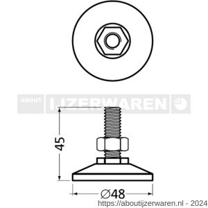 Hermeta 1366 garderobe bouwprofiel stelvoet M10 zwart - W20100069 - afbeelding 2