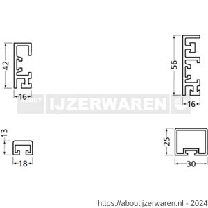 Hermeta 2000 garderobelijst Gardelux 2 42x16 mm L 500 cm mat naturel - W20102122 - afbeelding 2