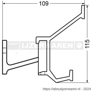 Hermeta 2680 wand garderobe kapstok serie A 3-haaks aluminium winkelverpakking - W20100616 - afbeelding 2