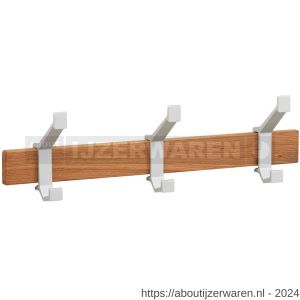 Hermeta 2680 wand garderobe kapstok serie A 3-haaks hout winkelverpakking - W20100617 - afbeelding 1