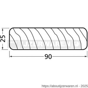 Hermeta 3007 zitbank zitdeel hout 90x25 mm meranti hardhout per meter - W20101350 - afbeelding 2