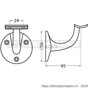 Hermeta 3500 leuninghouder 65 mm holzadel nieuw zilver EAN sticker - W20100834 - afbeelding 2