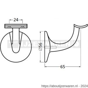 Hermeta 3501 leuninghouder 65 mm holzadel M8 zwart EAN sticker - W20100838 - afbeelding 2