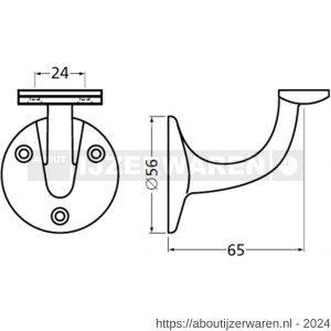 Hermeta 3502 leuninghouder 65 mm vlakzadel wit EAN sticker - W20100846 - afbeelding 2